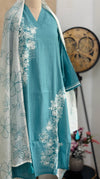 ✨ Modal Mul Chanderi Embroidered Kurti Set ✨