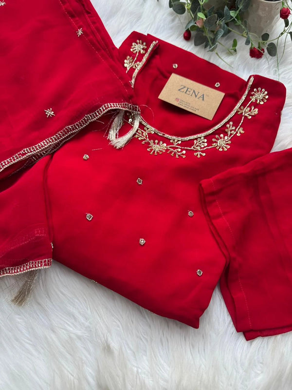 ✨ Pure Organza Handwork Kurti Set ✨