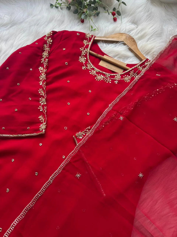 ✨ Pure Organza Handwork Kurti Set ✨