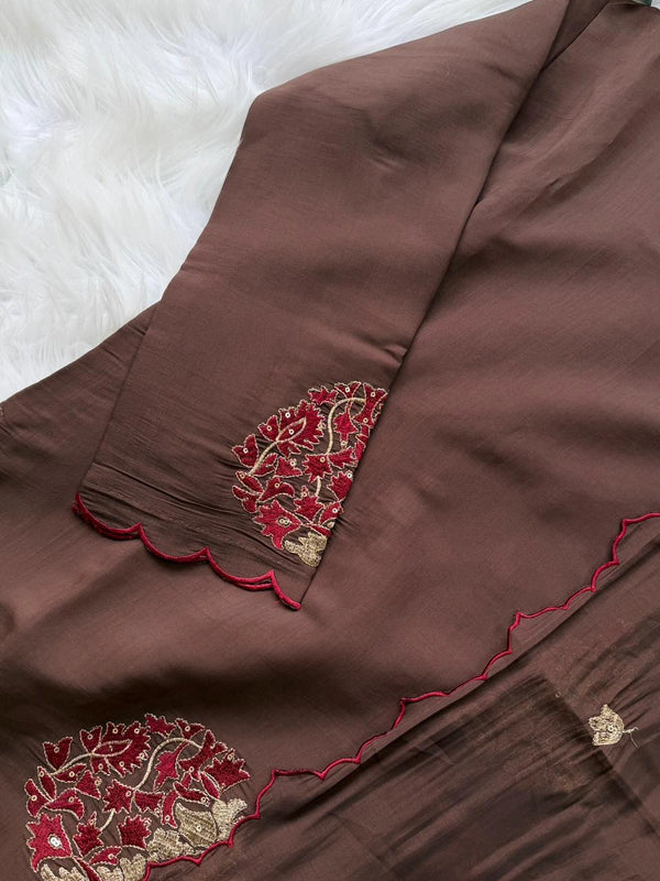 ✨ Roman Silk Embroidered Partywear Kurti Set ✨