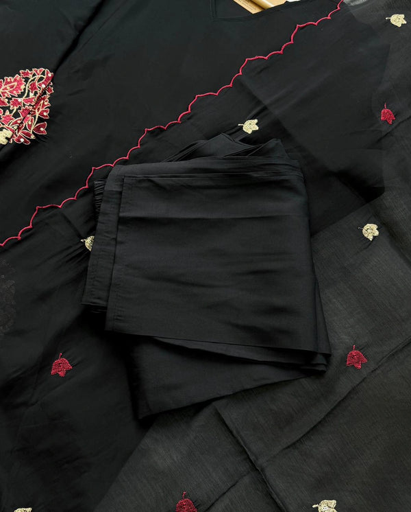 ✨ Roman Silk Embroidered Partywear Kurti Set ✨