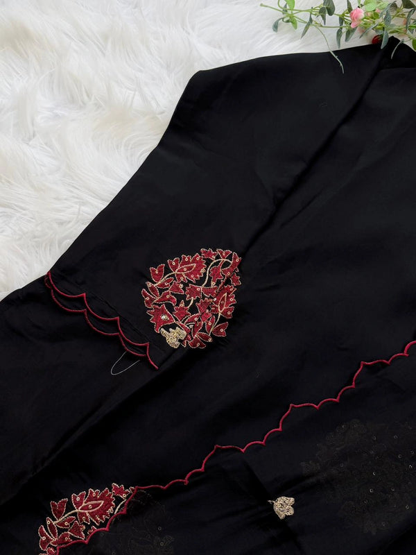 ✨ Roman Silk Embroidered Partywear Kurti Set ✨