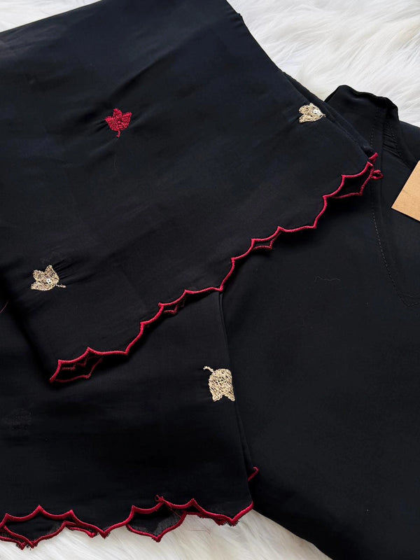 ✨ Roman Silk Embroidered Partywear Kurti Set ✨