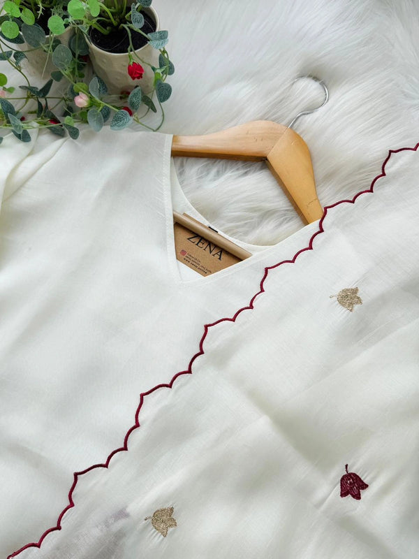 ✨ Roman Silk Embroidered Partywear Kurti Set ✨