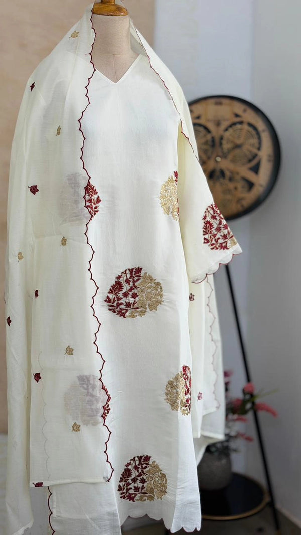 ✨ Roman Silk Embroidered Partywear Kurti Set ✨