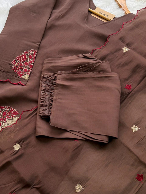 ✨ Roman Silk Embroidered Partywear Kurti Set ✨