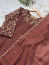 ✨ Glass Chanderi Embroidered Party Wear Kurti Set ✨