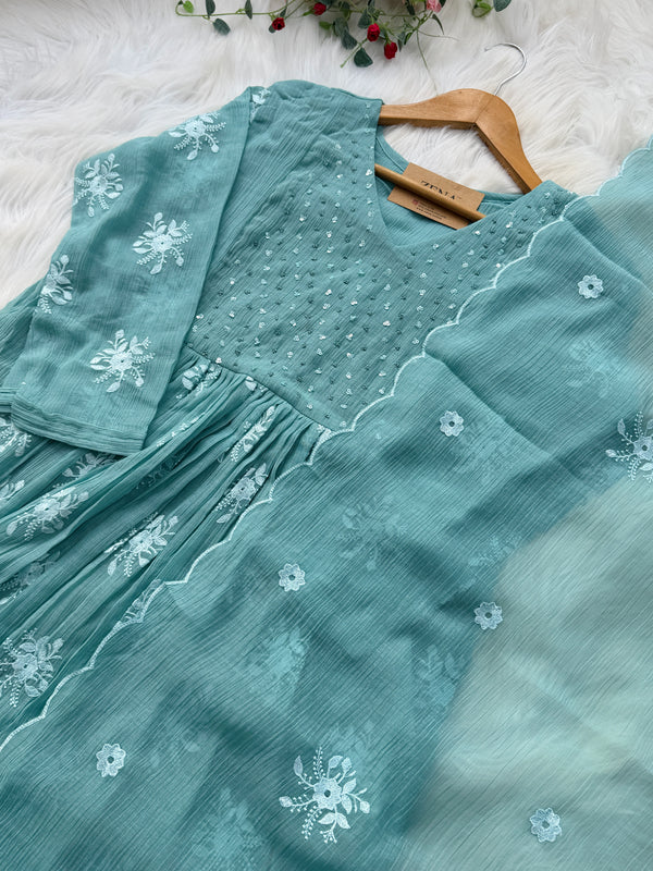 ✨ Chinnon Hand Detailed Embroidered Anarkali Set ✨