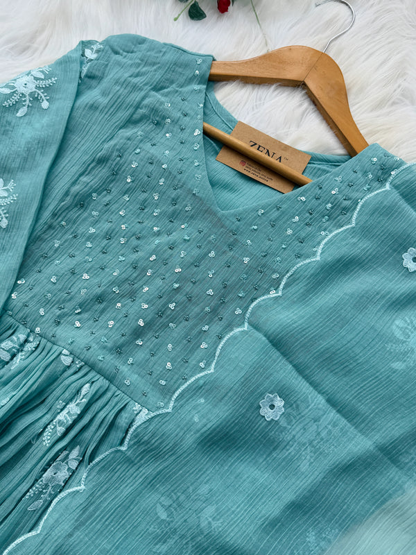 ✨ Chinnon Hand Detailed Embroidered Anarkali Set ✨