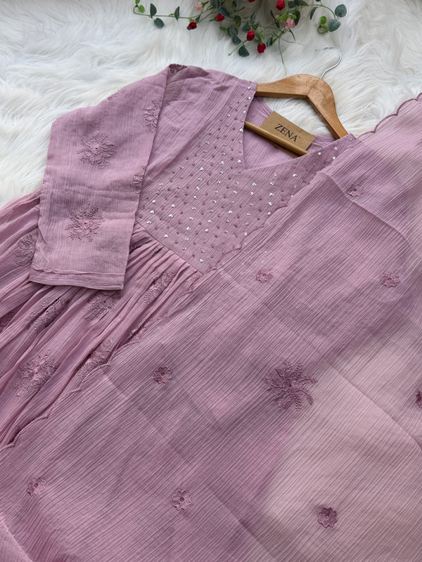 ✨ Chinnon Hand Detailed Embroidered Anarkali Set ✨