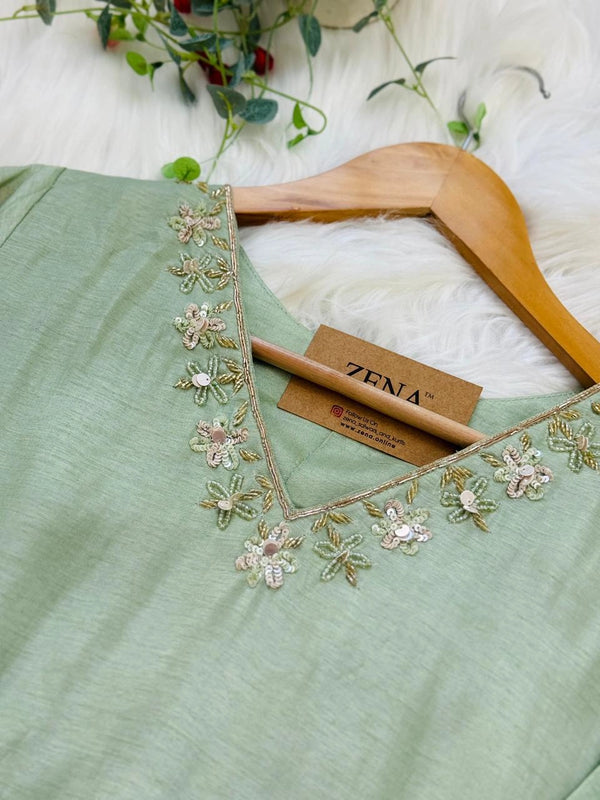 ✨ Dola Silk Hand-Detailed Party Wear Suit ✨