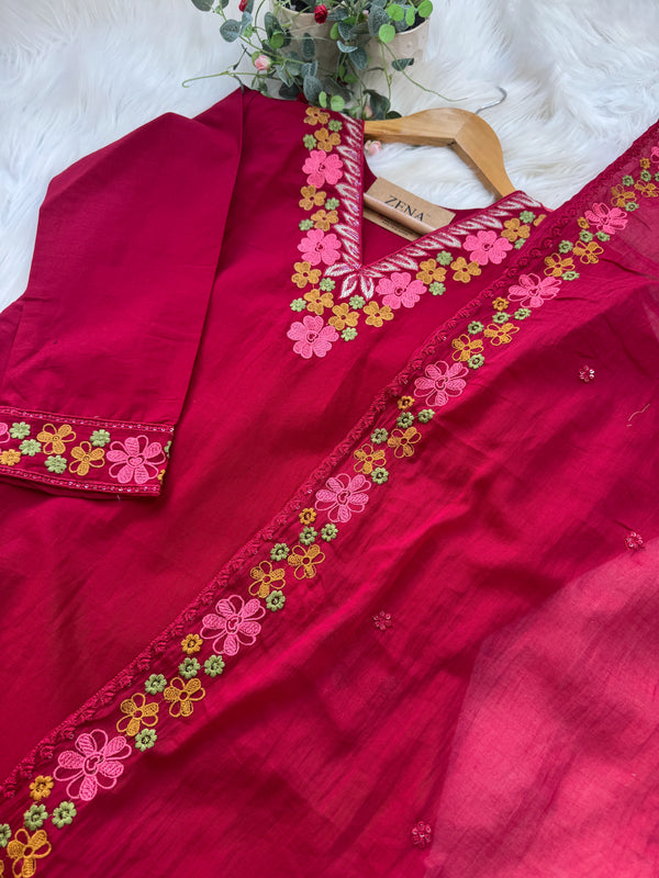 ✨ Pure Cotton Embroidered Kurti Set ✨