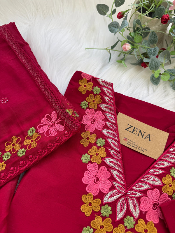 ✨ Pure Cotton Embroidered Kurti Set ✨