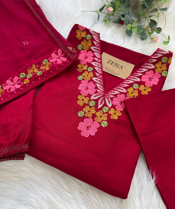 ✨ Pure Cotton Embroidered Kurti Set ✨