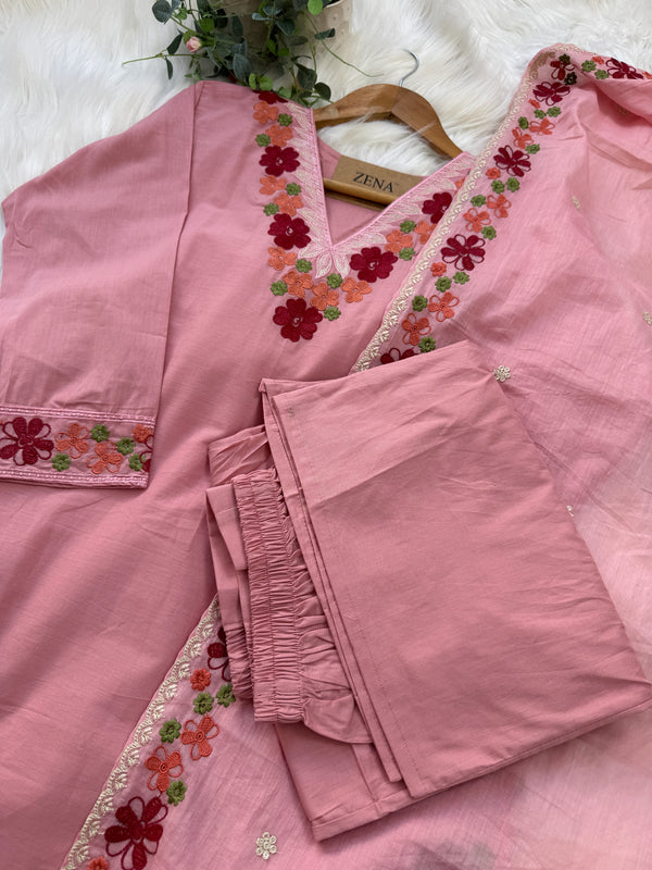 ✨ Pure Cotton Embroidered Kurti Set ✨