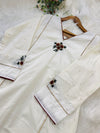 ✨ Premium Cotton Embroidered Hand-Detailed A-Line Kurti Set ✨