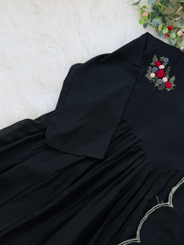✨ Premium Kota Fabric Embroidered Anarkali Set ✨