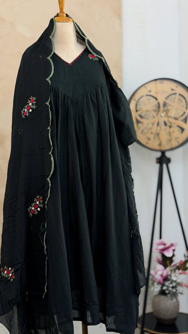 ✨ Premium Kota Fabric Embroidered Anarkali Set ✨