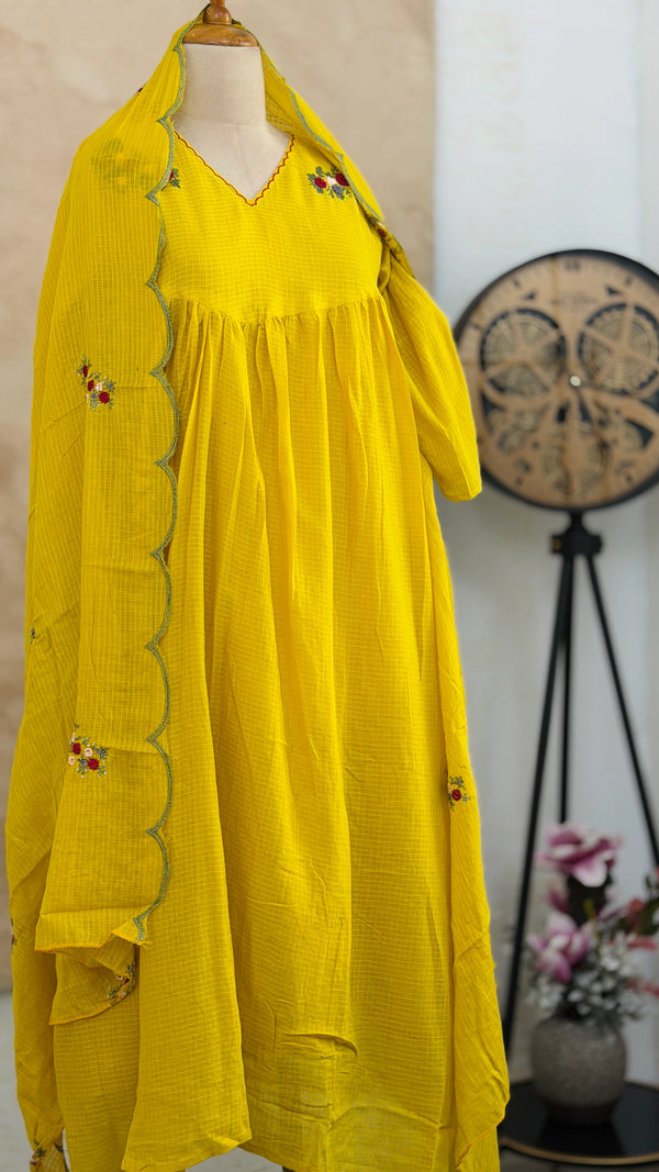 ✨ Premium Kota Fabric Embroidered Anarkali Set ✨