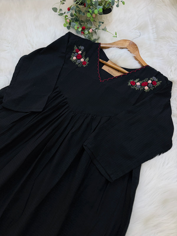 ✨ Premium Kota Fabric Embroidered Anarkali Set ✨