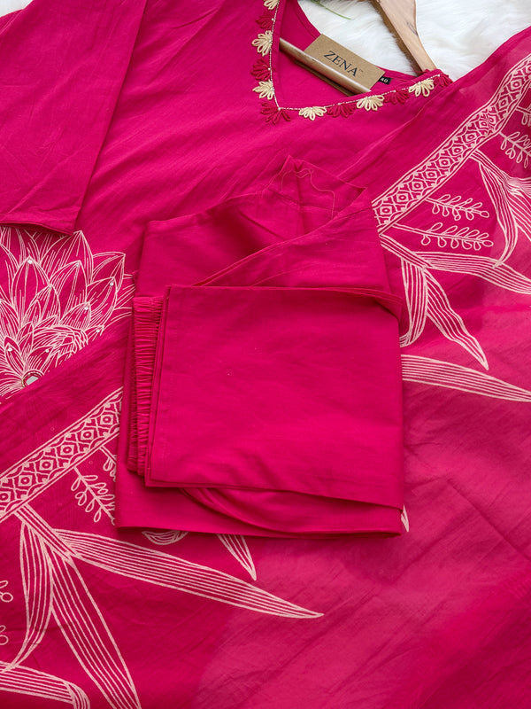 ✨ Pure Cotton Kurti Set with Thread Work Details ✨