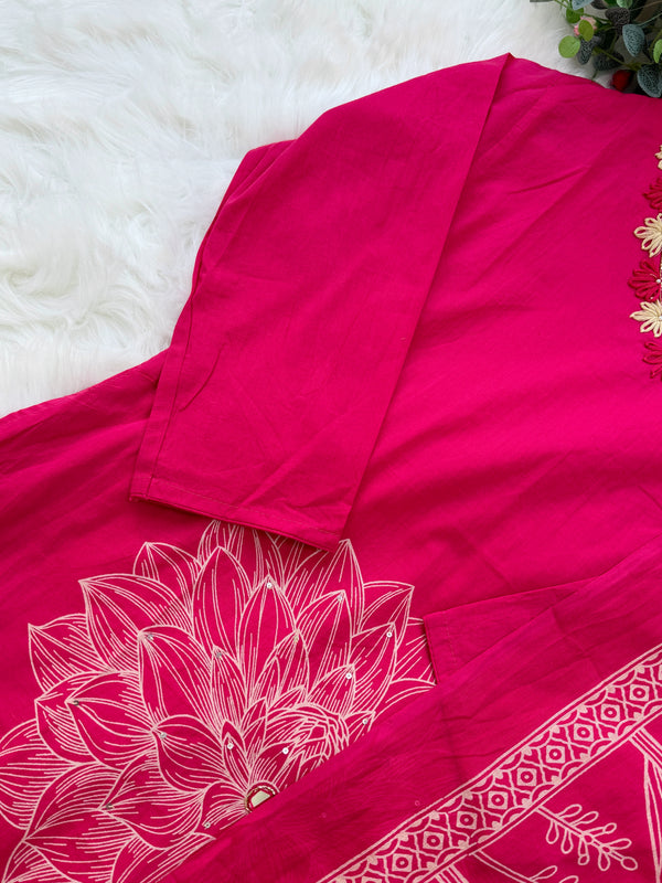 ✨ Pure Cotton Kurti Set with Thread Work Details ✨