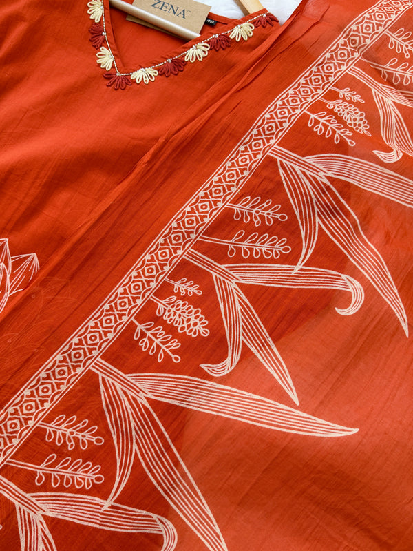 ✨ Pure Cotton Kurti Set with Thread Work Details ✨