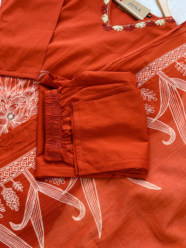 ✨ Pure Cotton Kurti Set with Thread Work Details ✨