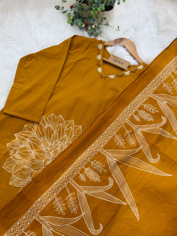 ✨ Pure Cotton Kurti Set with Thread Work Details ✨