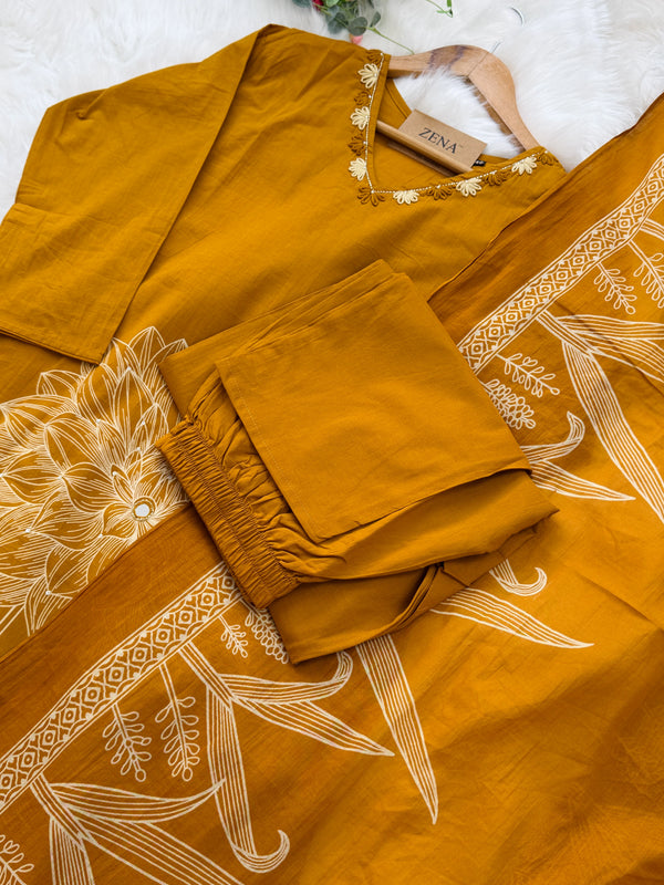 ✨ Pure Cotton Kurti Set with Thread Work Details ✨