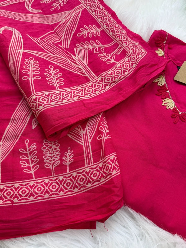 ✨ Pure Cotton Kurti Set with Thread Work Details ✨