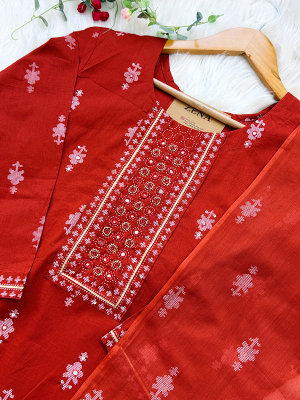 ✨ Pure Cotton Mirror Work Kurti Set ✨