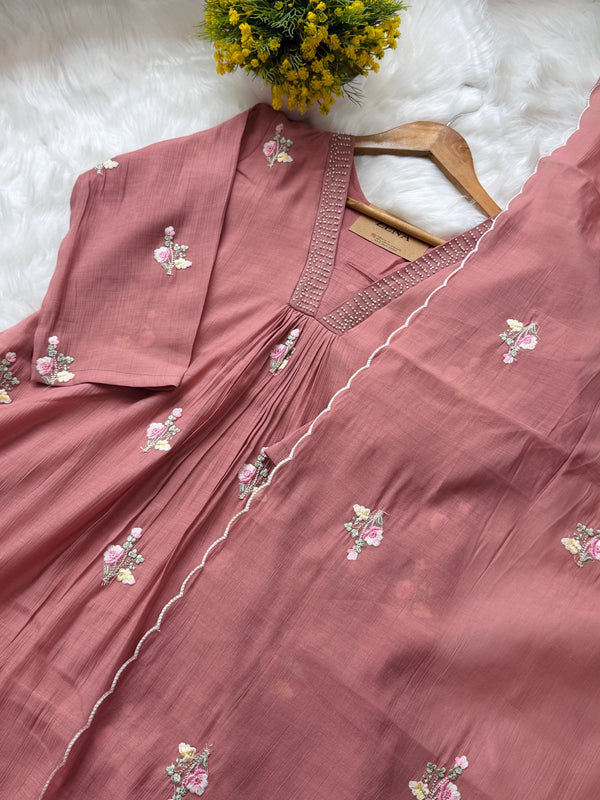 ✨ Imported Crush Rayon Ready-to-Wear Embroidered Anarkali Set ✨