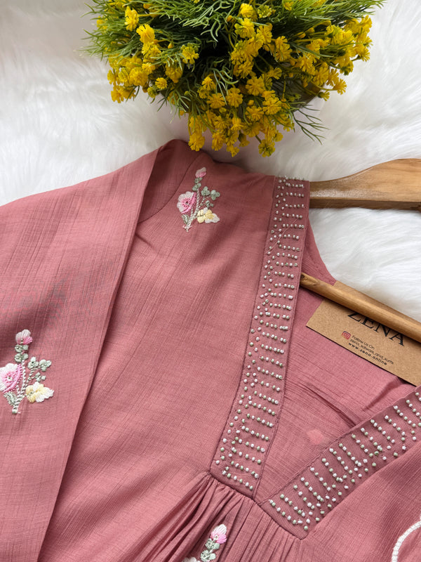 ✨ Imported Crush Rayon Ready-to-Wear Embroidered Anarkali Set ✨