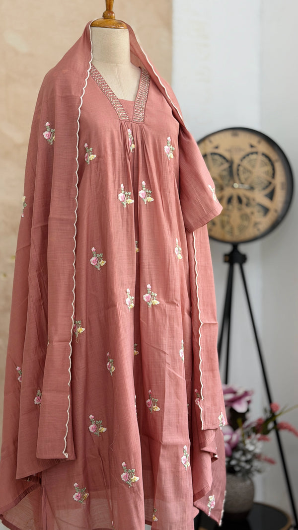 ✨ Imported Crush Rayon Ready-to-Wear Embroidered Anarkali Set ✨