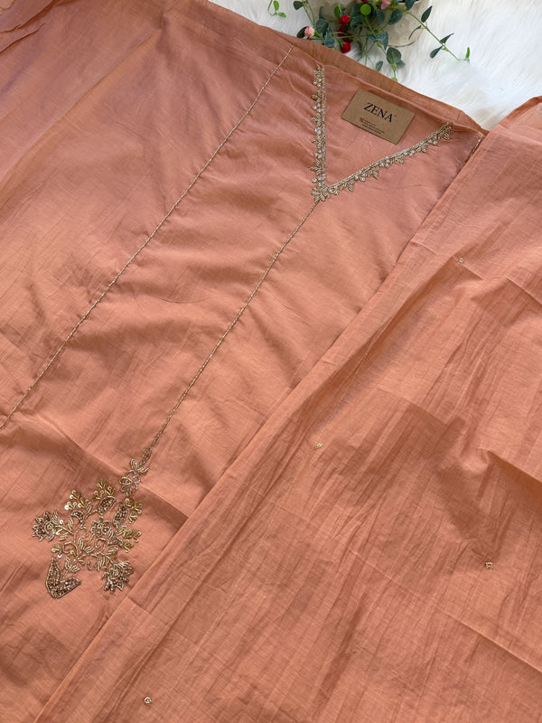 ✨ Premium Mul Chanderi Hand Work Unstitched Suit ✨