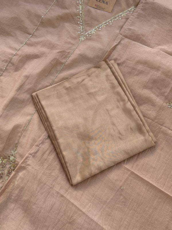 ✨ Premium Mul Chanderi Hand Work Unstitched Suit ✨