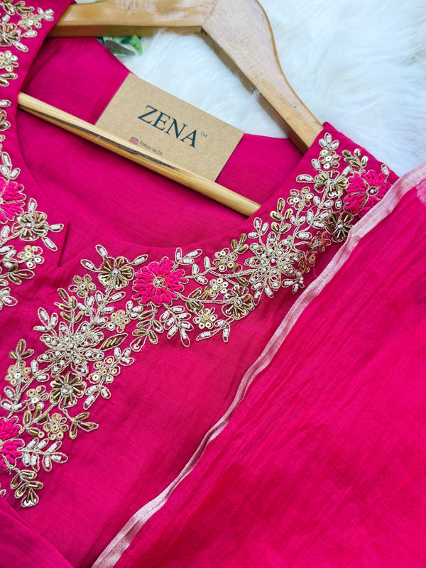 ✨ Premium Mul Chanderi Hand Work Kurti Set ✨