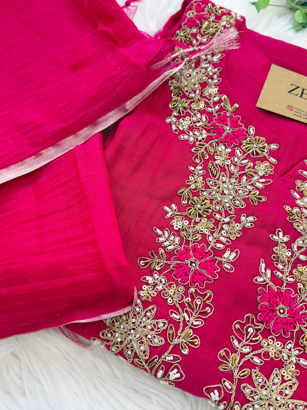 ✨ Premium Mul Chanderi Hand Work Kurti Set ✨