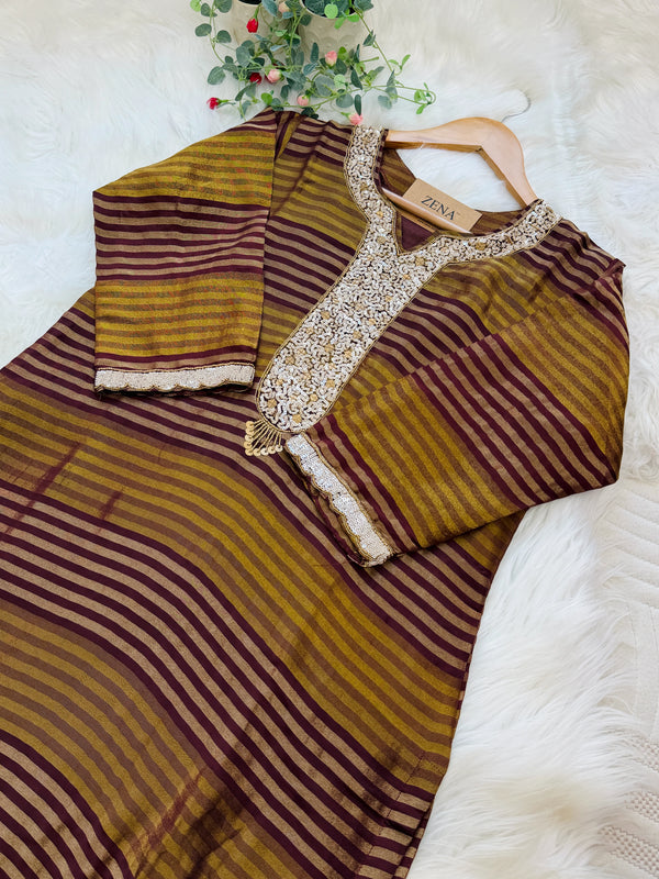✨ Premium Tissue Silk Hand Detailed Kurti Set ✨