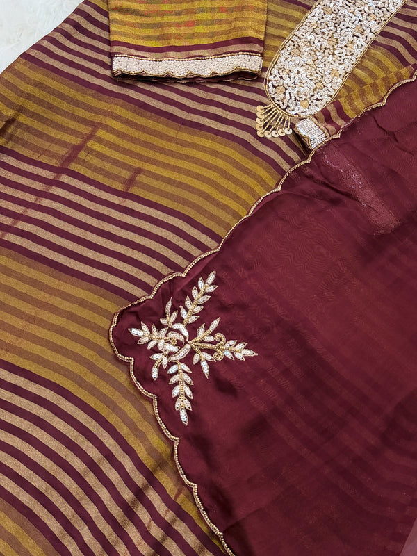 ✨ Premium Tissue Silk Hand Detailed Kurti Set ✨