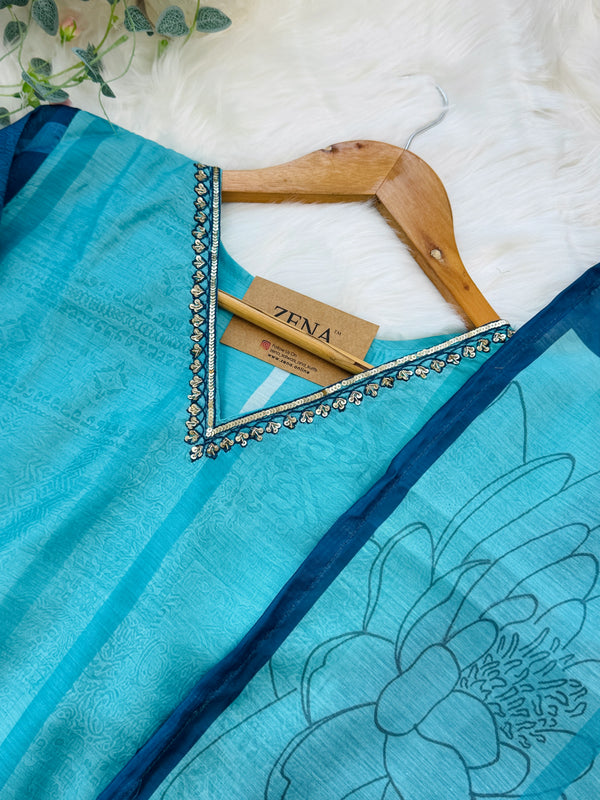 ✨ Pure Muslin Handwork Kurti Set ✨