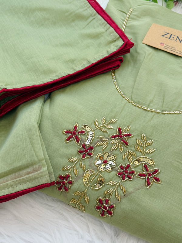 ✨ Mul Chanderi Handwork Unstitched Suit ✨