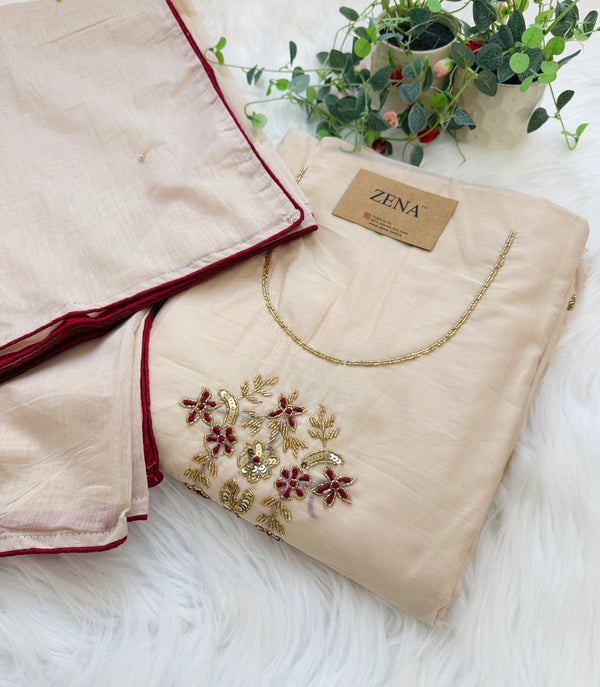 ✨ Mul Chanderi Handwork Unstitched Suit ✨