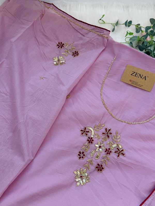 ✨ Mul Chanderi Handwork Unstitched Suit ✨
