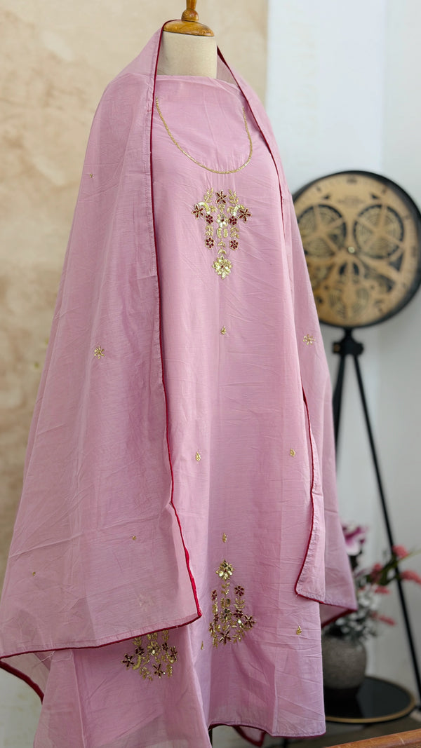 ✨ Mul Chanderi Handwork Unstitched Suit ✨