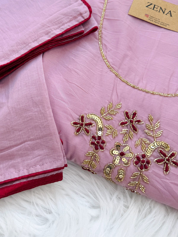 ✨ Mul Chanderi Handwork Unstitched Suit ✨