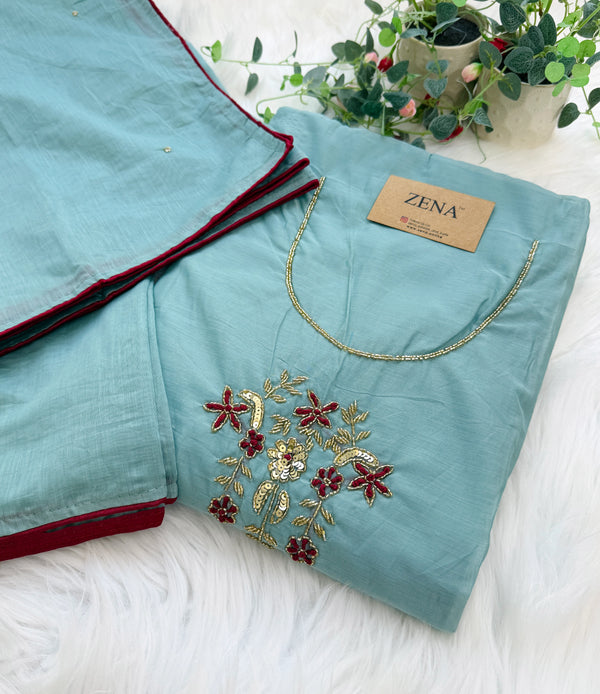 ✨ Mul Chanderi Handwork Unstitched Suit ✨
