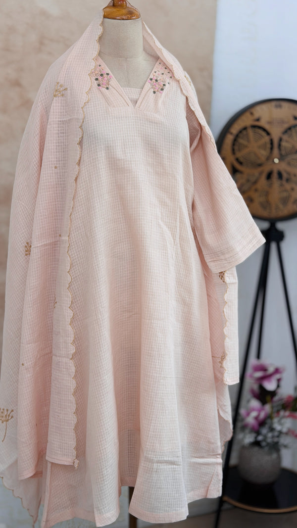 ✨ Premium Cotton Kota Doria A-Line Kurti Set ✨