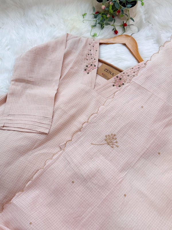 ✨ Premium Cotton Kota Doria A-Line Kurti Set ✨